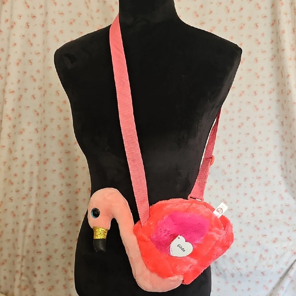 TY Fashion Gilda the Pink Flamingo Purse - Picture 1 of 5